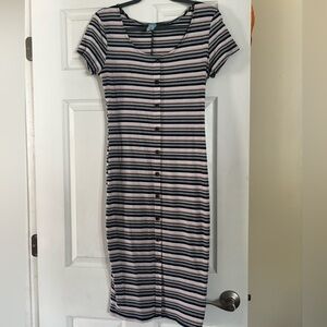 Striped Bodycon Midi Dress